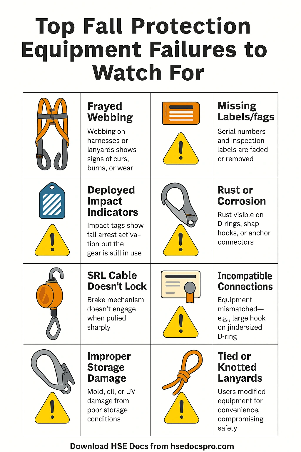 Fall Protection Issues Fall Protection Equipment Inspection Checklist Template